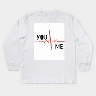 You and Me Heartbeat Design Kids Long Sleeve T-Shirt